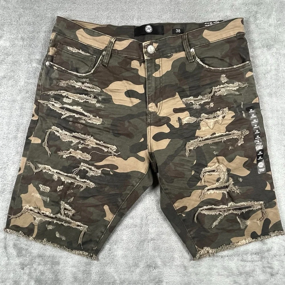 NWT Jordan Craig Tulsa Camo Shorts Men's Distressed Size 38